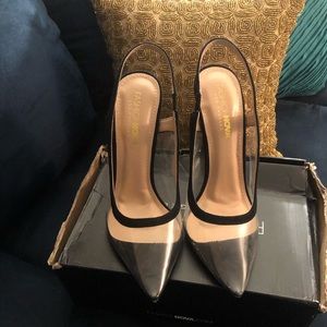 Black Sling Back Clear Pumps 9